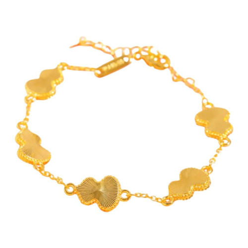 高品質亮金色葫蘆手鏈爆閃鐳射四葉花手環銅鍍金蝴蝶手鏈梅花手鏈