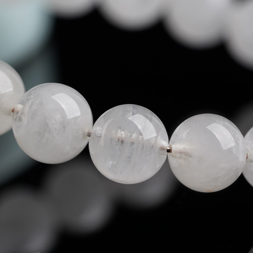 月嶼水晶 天然千層白幽靈手鏈白幽靈手串圓珠DIY時尚飾品
