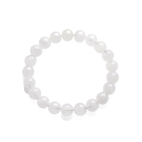 月嶼水晶 天然千層白幽靈手鏈白幽靈手串圓珠DIY時尚飾品