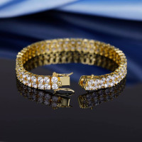 商品歐美爆款嘻哈3MM鑲鋯石網球手鏈雙排Tennisbracelet輕奢