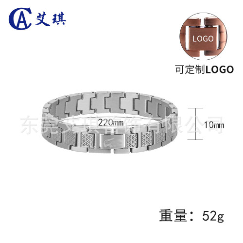歐美不鏽鋼手鏈男士磁療手鏈時尚簡約不鏽鋼磁石手鏈