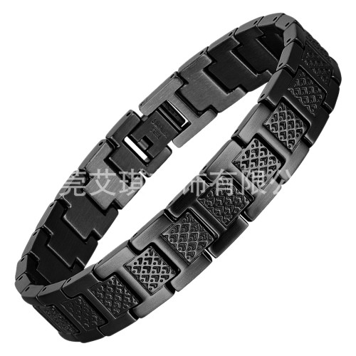 歐美不鏽鋼手鏈男士磁療手鏈時尚簡約不鏽鋼磁石手鏈