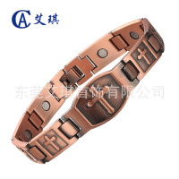 紅銅手鏈復古時尚男款十字架磁療健康磁石手鏈純銅手鏈