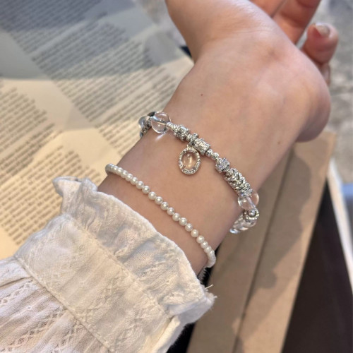 幸柿|天然白水晶純銀龍心盤纏水沫玉葫蘆手鏈女冷清風高級感手串