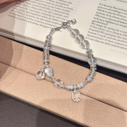 幸柿|天然白水晶純銀龍心盤纏水沫玉葫蘆手鏈女冷清風高級感手串