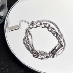 鈦鋼灰鋯纏繞手鏈男女潮輕奢小衆個性配飾冷淡風日韓嘻哈高級手飾