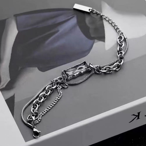 鈦鋼灰鋯纏繞手鏈男女潮輕奢小衆個性配飾冷淡風日韓嘻哈高級手飾