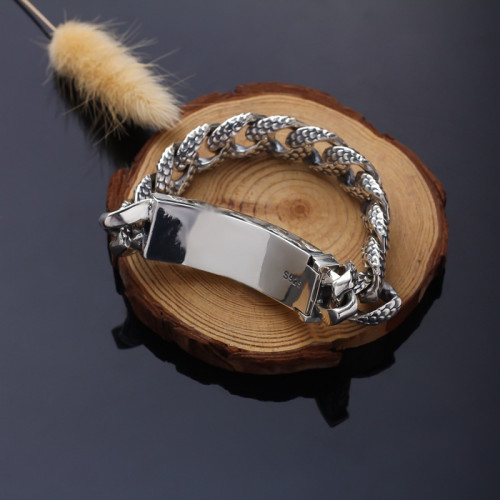 翔栩新品 手工打造個性霸氣男士銀手鏈飾品 925銀復古泰銀 龍