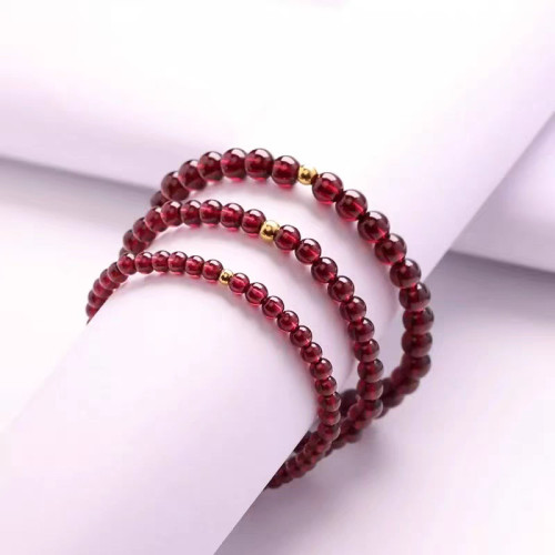 999足金金珠手串天然石榴石黃金小蠻腰貔貅轉運珠手鏈女活動禮品