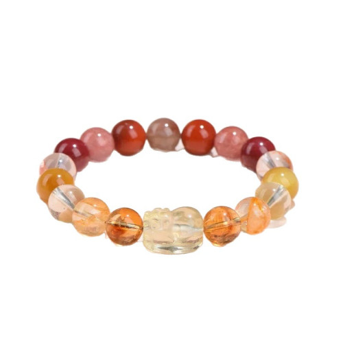 五行貔貅火土屬性手串缺補喜用火土天然水晶南紅瑪瑙黃水晶手鏈女
