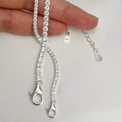 S925純銀鋯石滿鑽網球手鏈高級感歐美經典時尚輕奢男女單排鑽手飾