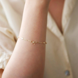 S925純銀鍍14K金麻花蝴蝶結手鏈女 四葉草簡約文藝氣質ins風手飾