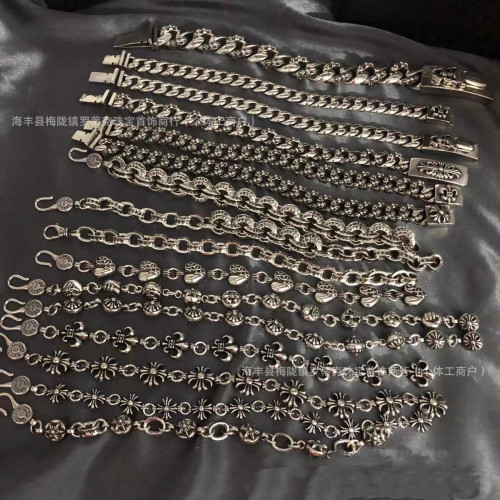 CH潮牌S925標純銀高版本克羅伈十字架手鏈寶劍男女粗細款手鏈飾品