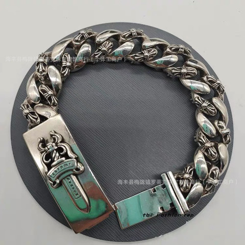 CH潮牌S925標純銀高版本克羅伈十字架手鏈寶劍男女粗細款手鏈飾品