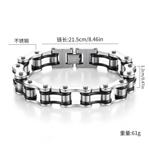 歐美風手鏈男士不鏽鋼潮流搖滾個性機車鏈自行車鈦鋼手飾