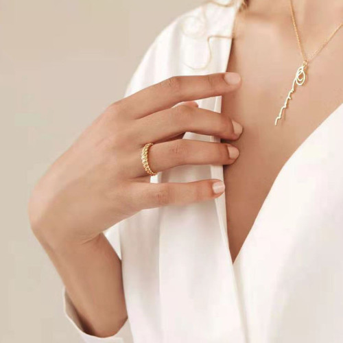 復古金色麻花紋路寬面戒指歐美時尚潮簡約新款女ins