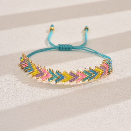 簡約波西米亞風禦幸DB古董珠Miyuki手工編織彩虹箭頭花型手鏈