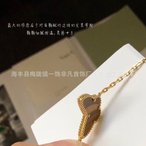 高版luck幸運亂花手鏈女鍍18k玫瑰金蝴蝶四葉草五花心形瓢蟲手鏈