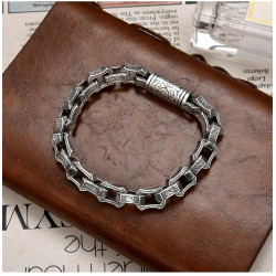 水波紋不規則手鏈男士粗款霸氣ins簡約歐美機車嘻哈手飾