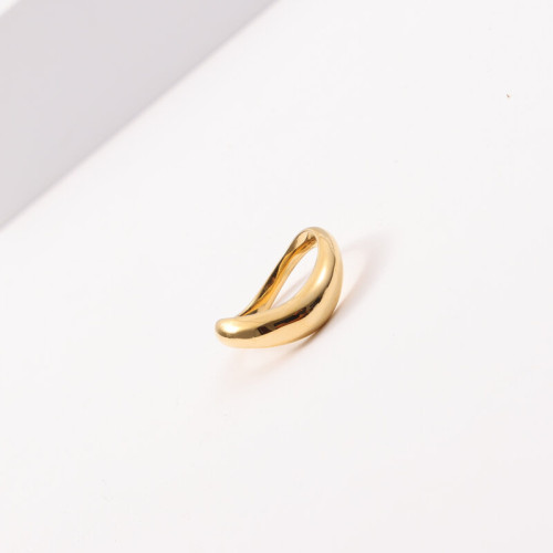 彎曲弧面戒指 鈦鋼電鍍18k金