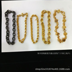 克羅伈新款金色骰子手鏈 歐美經典個性潮流時尚男女同款百搭飾品