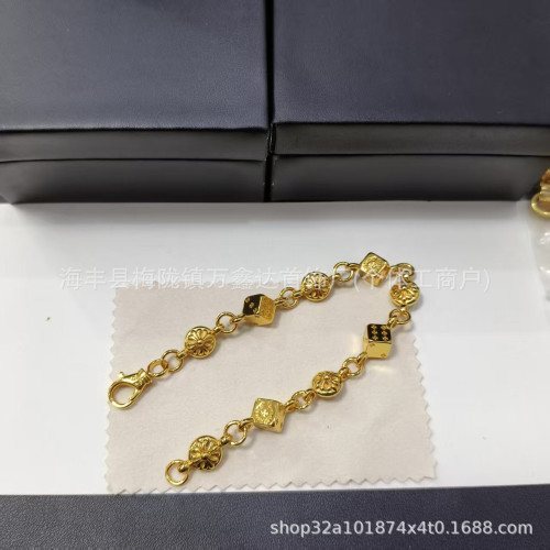 克羅伈新款金色骰子手鏈 歐美經典個性潮流時尚男女同款百搭飾品