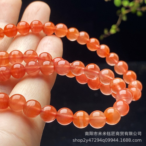 天然保山冰飄南紅瑪瑙手串多圈櫻桃紅108顆手鏈柿子紅手飾品