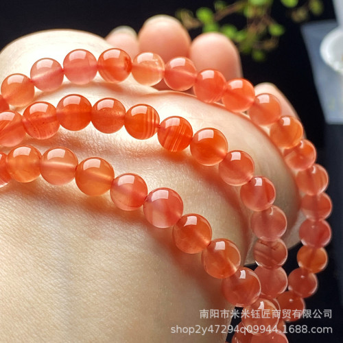 天然保山冰飄南紅瑪瑙手串多圈櫻桃紅108顆手鏈柿子紅手飾品