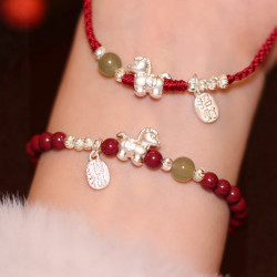 2026本命年紅繩手鏈女款999純銀生肖馬平安轉運手串禮物曡戴手繩