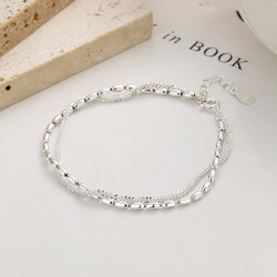 s925純銀豆豆滿天星雙層手鏈女波光粼粼米粒ins風高級感輕奢手飾