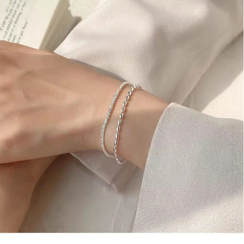 s925純銀豆豆滿天星雙層手鏈女波光粼粼米粒ins風高級感輕奢手飾