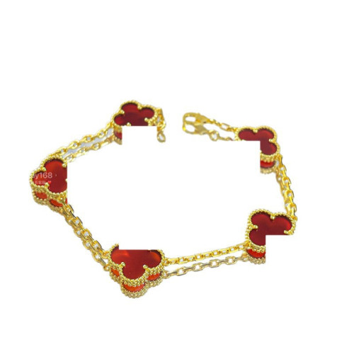 高克重梵家高版四葉草五花手鏈v金對版天然cnc精工瘦花不掉色 高克重梵家高版四葉草五花手鏈v金對版天然cnc精工瘦花不掉色