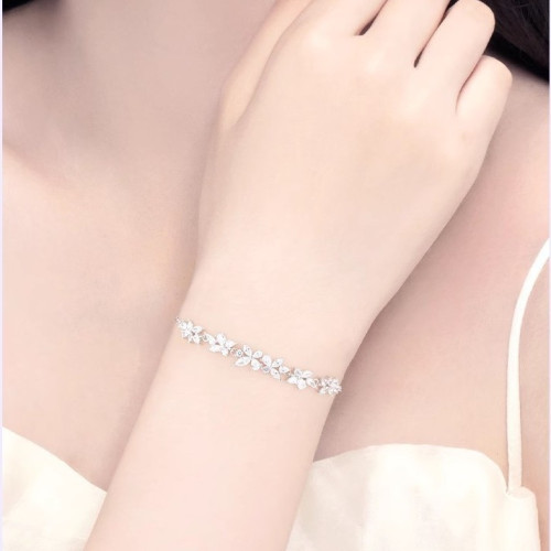 純銀紫藤花微笑手鏈女生輕奢小衆精緻花朵手飾2025年新款生日禮物