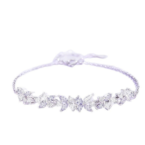 純銀紫藤花微笑手鏈女生輕奢小衆精緻花朵手飾2025年新款生日禮物