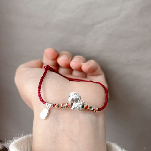 純銀999足銀手鏈本命年馬上有錢盤纏手繩喜樂新中式復古手飾 純銀999足銀手鏈本命年馬上有錢盤纏手繩喜樂新中式復古手飾