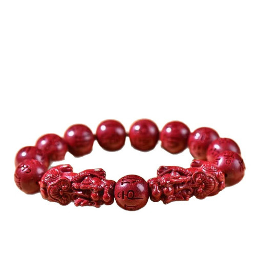 原礦硃砂手串六字真言貔貅高含量紫金砂本命年男女款手鏈飾品 原礦硃砂手串六字真言貔貅高含量紫金砂本命年男女款手鏈飾品