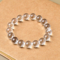 新中式白水晶牛鼻孔泡泡珠手鏈圓珠單圈男女手串水晶手鏈飾品