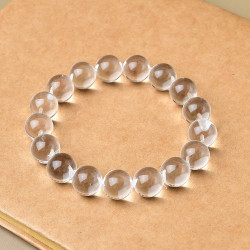 新中式白水晶牛鼻孔泡泡珠手鏈圓珠單圈男女手串水晶手鏈飾品