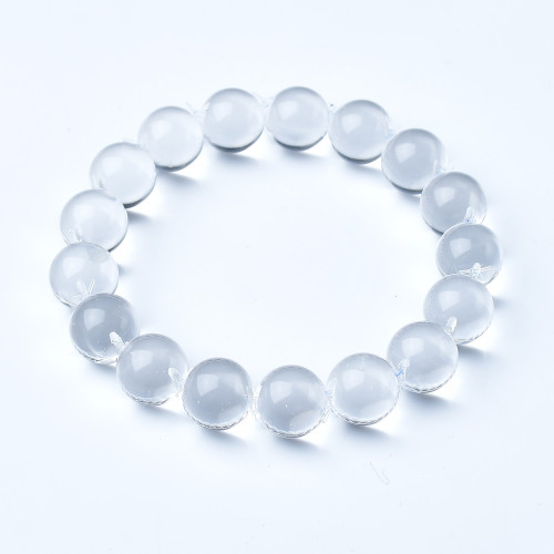 新中式白水晶牛鼻孔泡泡珠手鏈圓珠單圈男女手串水晶手鏈飾品