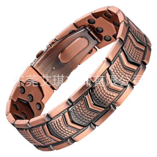 復古時尚歐美男士紅銅手鏈箭頭狀男款雙排磁石手鏈霸氣寬磁性手鏈 復古時尚歐美男士紅銅手鏈箭頭狀男款雙排磁石手鏈霸氣寬磁性手鏈