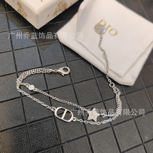 高版對版迪家D家滿鑽字母CD星星雙層手鏈女甜美時尚手環女批