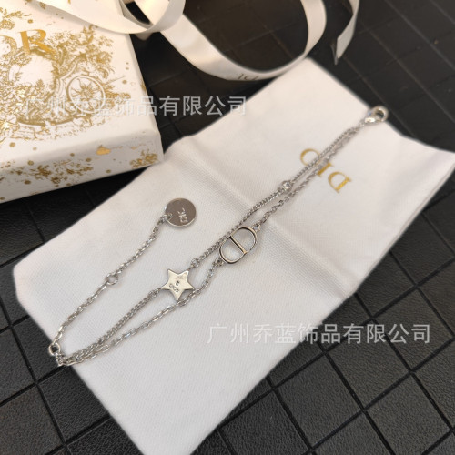 高版對版迪家D家滿鑽字母CD星星雙層手鏈女甜美時尚手環女批