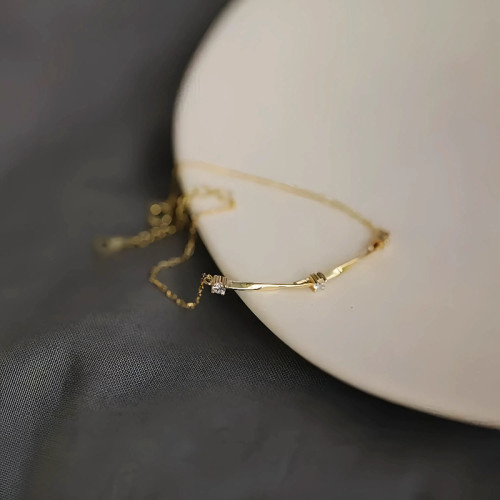 S925純銀鍍14K金經典莫比烏斯手鏈女 小衆設計高級感鑲鑽簡約手飾