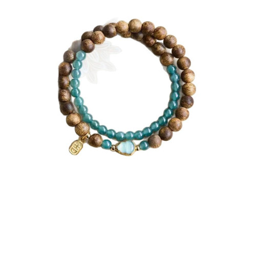 風禾沉香手串情緒穩定手鏈半山半水天然藍水翡翠925銀手串女禮物