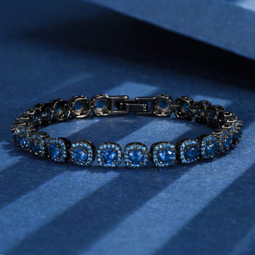 2025華碧珠寶歐美復古仿真剛玉輕奢滿鑽黑金手鏈手飾女主石4mm