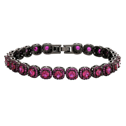 2025華碧珠寶歐美復古仿真剛玉輕奢滿鑽黑金手鏈手飾女主石4mm