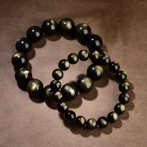 天然雙金眼金曜石手串高貨男女情侶款單圈黑曜石彿珠手鏈散珠 天然雙金眼金曜石手串高貨男女情侶款單圈黑曜石彿珠手鏈散珠