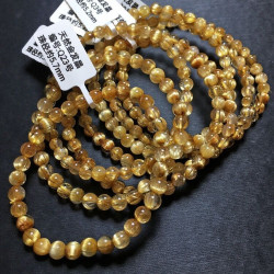 巴西天然金髮晶髮晶鈦晶順發手鏈水晶手串男黃色髮晶飾品禮物男女