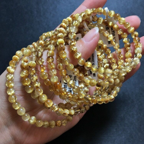 巴西天然金髮晶髮晶鈦晶順發手鏈水晶手串男黃色髮晶飾品禮物男女 巴西天然金髮晶髮晶鈦晶順發手鏈水晶手串男黃色髮晶飾品禮物男女