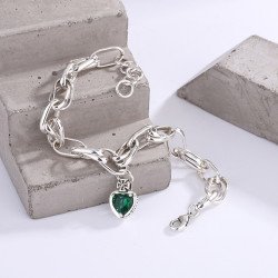 2050韓國風時尚皇冠愛心綠寶石手鏈女個性氣質感文藝網紅手鏈